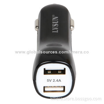 Dual-USB Car Charger with Multiple Security Protections and 12 - 24V VoltageNew